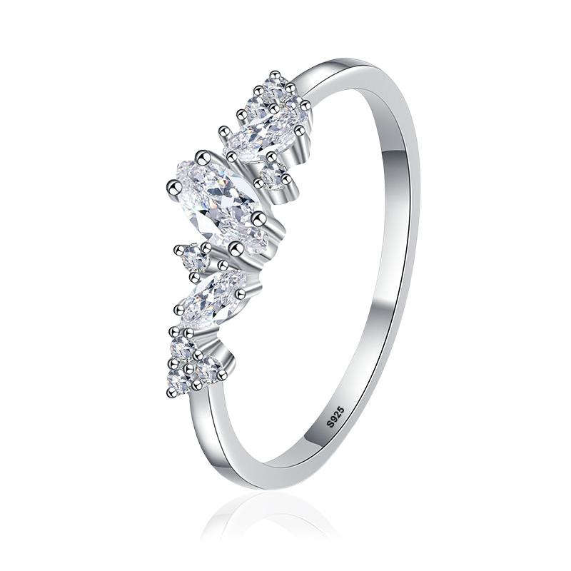 NeeTim Full Moissanite Rings for Women 925 Sterling Silver Marquise Cut Moissanite Lab Diamond Wedding Ring Gemstone Band 5