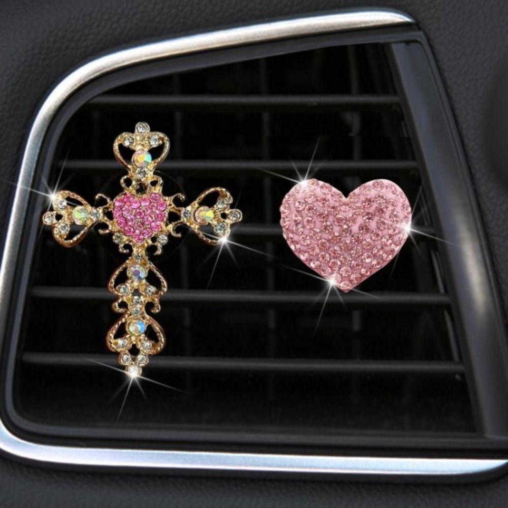 

2 шт. розовые автомобильные вентиляционные зажимы крест 48*62 мм Bling Diamond автомобильные аксессуары освежают воздух в автомобиле