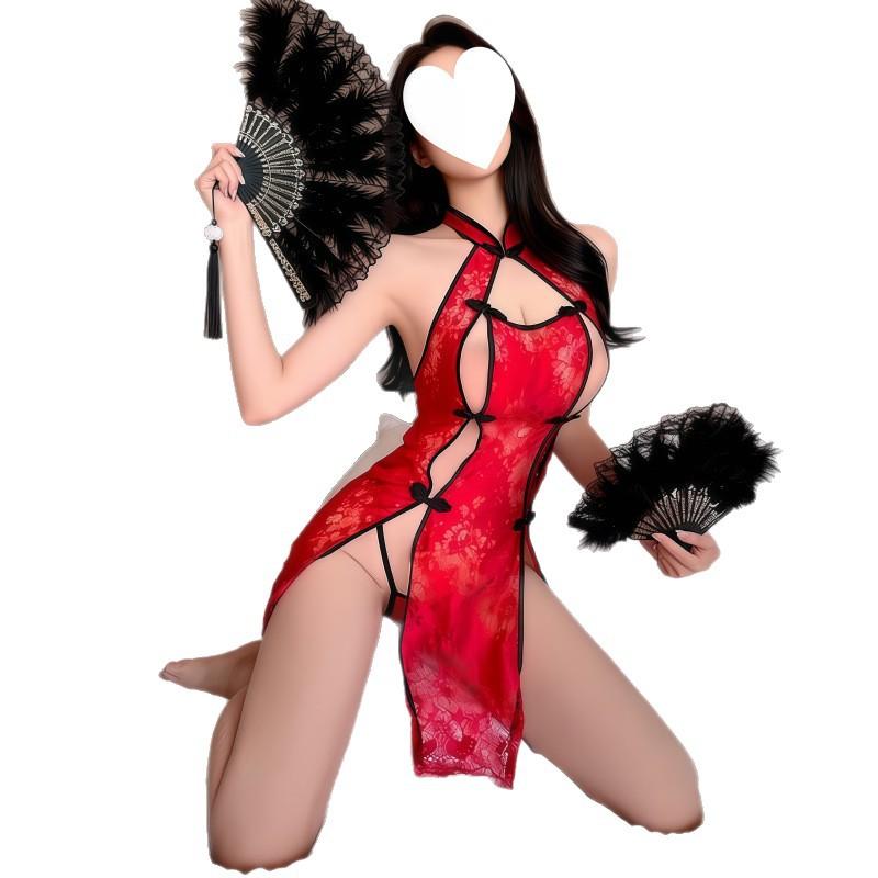 Sex lingerie sexy free temptation cheongsam hot cosplay uniform pure desire wind see-through nightdress