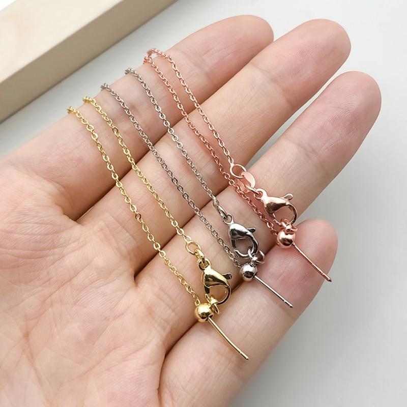 5pcs Adjustable Needle Clasp Beading Necklace Flat O Chain Fashionable Women's Jewelry Making Craft Accessory