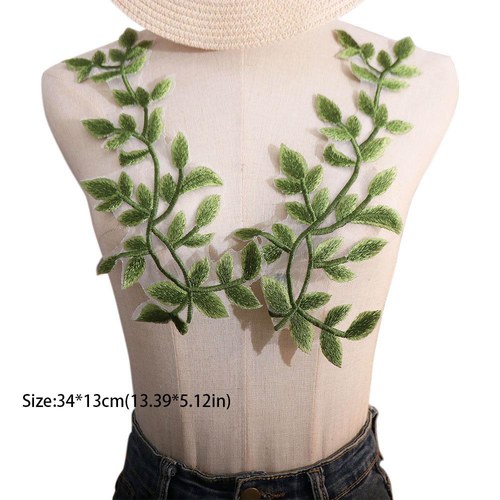 2 st Grön Blomma och Prästkrage Broderade Märken Utsökta Klädmärken Klädapplikation Sömnad