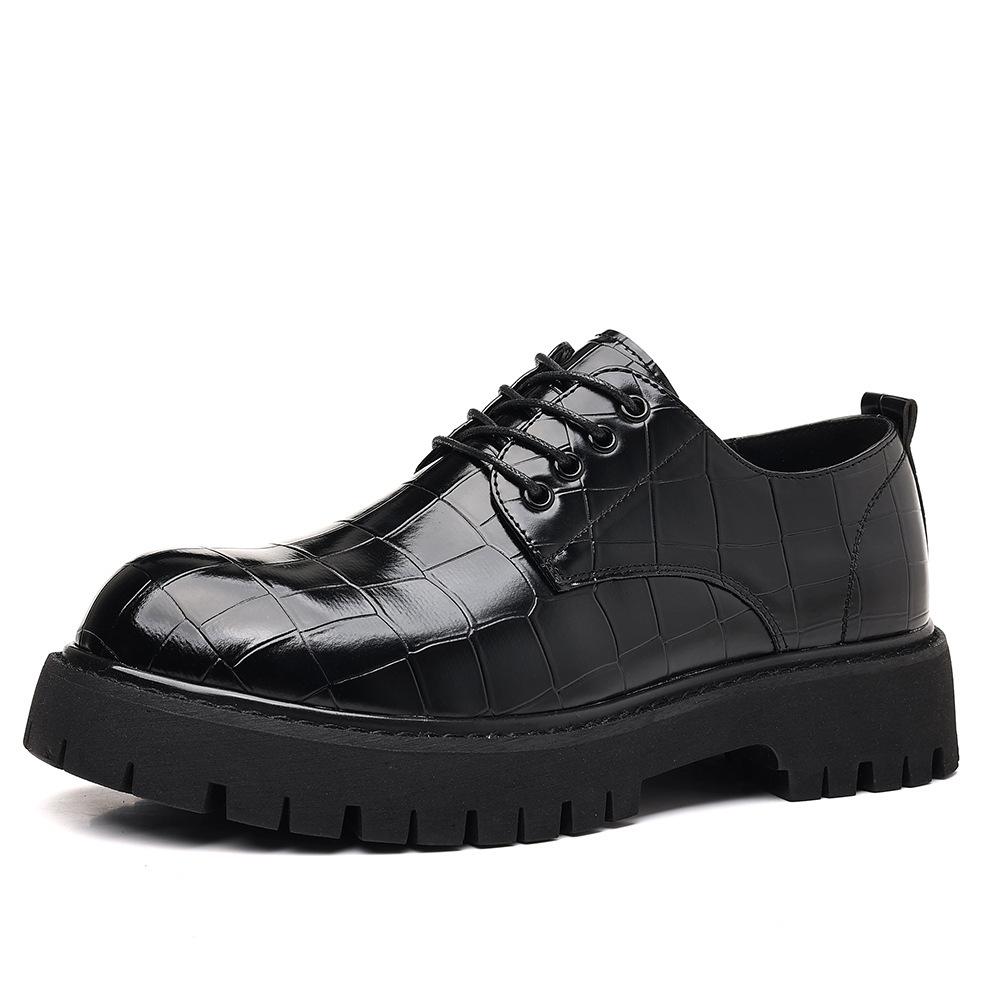 Men's Leather Shoes Men's Thick-soled Height-increasing British Wedding Groom Suit Shoes Spring and Autumn Leather Shoes Fashion Large-size Casual Sh