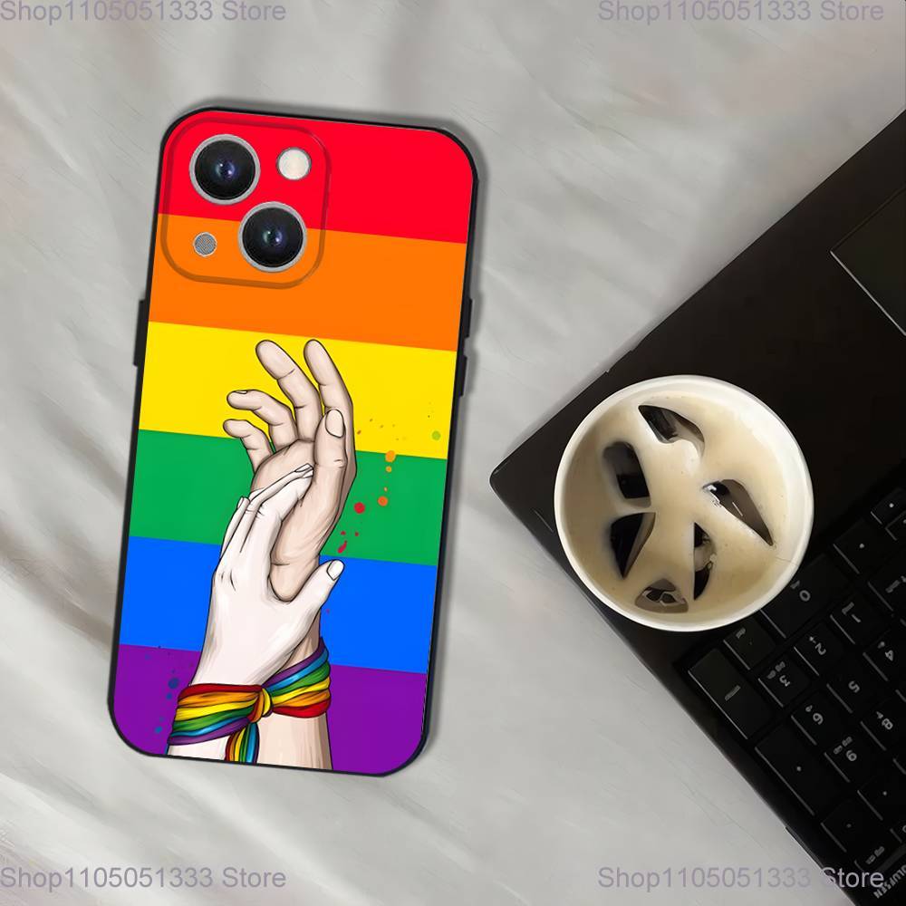 L-Lesbian LGBT Rainbow Pride Phone Case For iPhone 17,16,15,14,13,12,11,Pro,XS,Max,XR,Plus,E,SE4,Mini Black Soft Cover