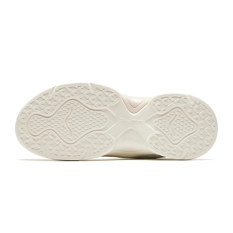 Anta Leather Rabbit Shoes Casual Shoes Winter Thick Sole Height Increasing Low Top Sneakers Women Sneakers Ivory Gray 922328816-5