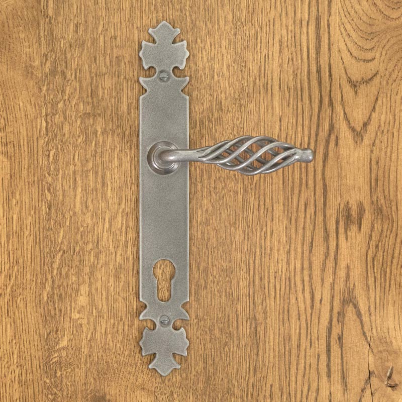 LAGOS door handle with plate for 90mm insert, STEEL