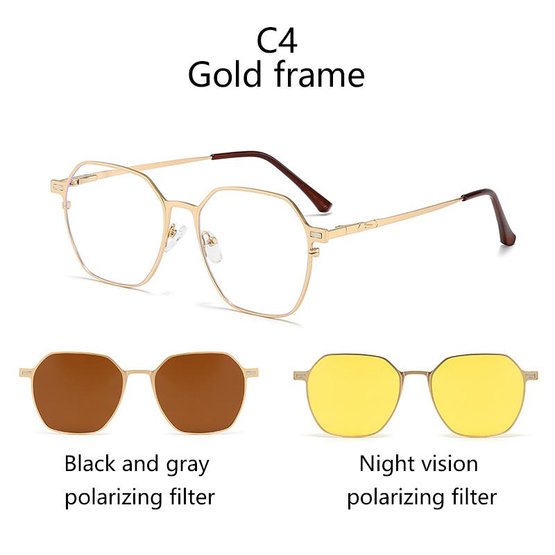 3 In 1 Sunglasses Magnetic Glasses Paired Prescription Polarized Clips Night Vision Goggles Nearsighted Irregular Metal