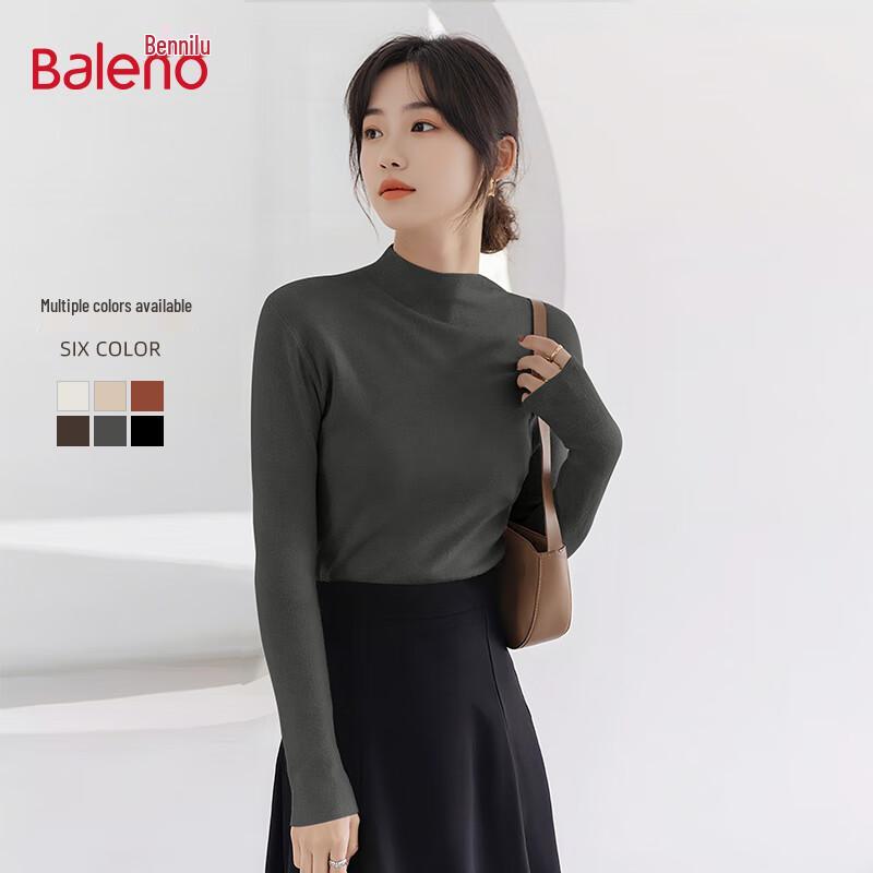 Baleno Women s Semi-High Neck Wool Blend Knit Top One Size