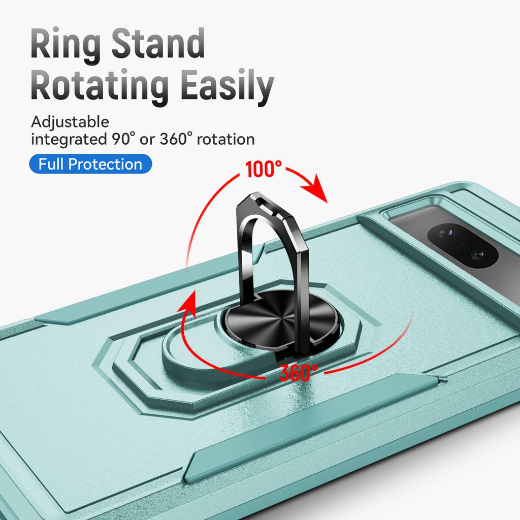 For Google Pixel 7 5G Case Military Grade Ring Kickstand PC+TPU Phone Cover