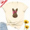 Leopard Bunny Girly Easter Shirt Easter Bunny Sweater Holiday Animal Print TShirt Leopard Print Lover Sweatshirt Unisex Clothes