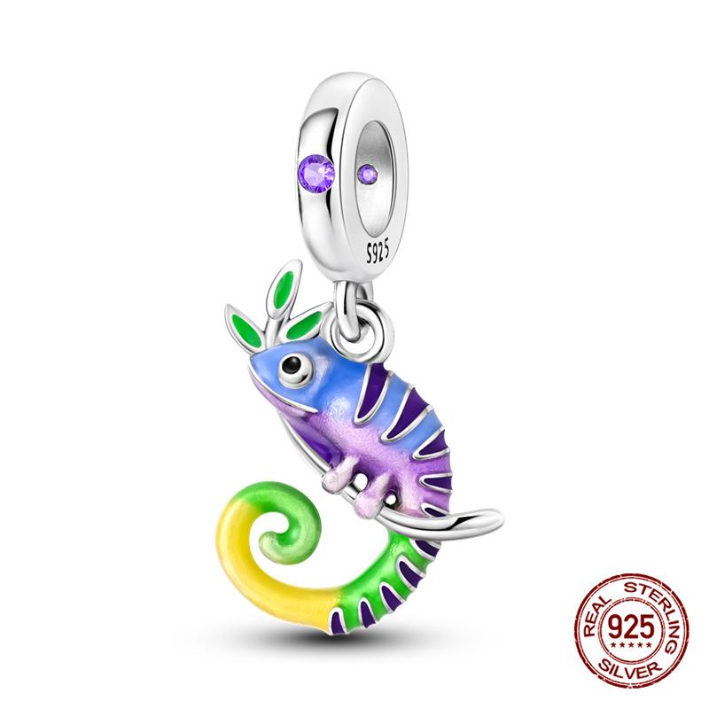 Original Charms Copper Luminous Chameleon Charms Beads Fits 3Mm Original Bracelet For Women Diy Fine Jewelry Gifts