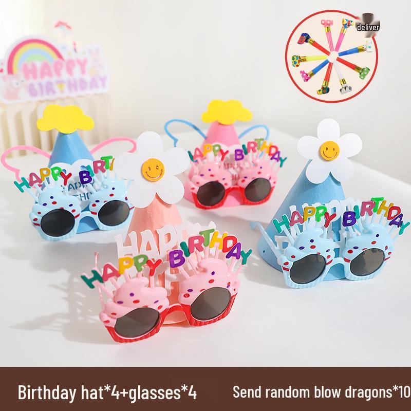 First Birthday Girl Photo Props Set: Hat, Glasses, and Creative Decorations