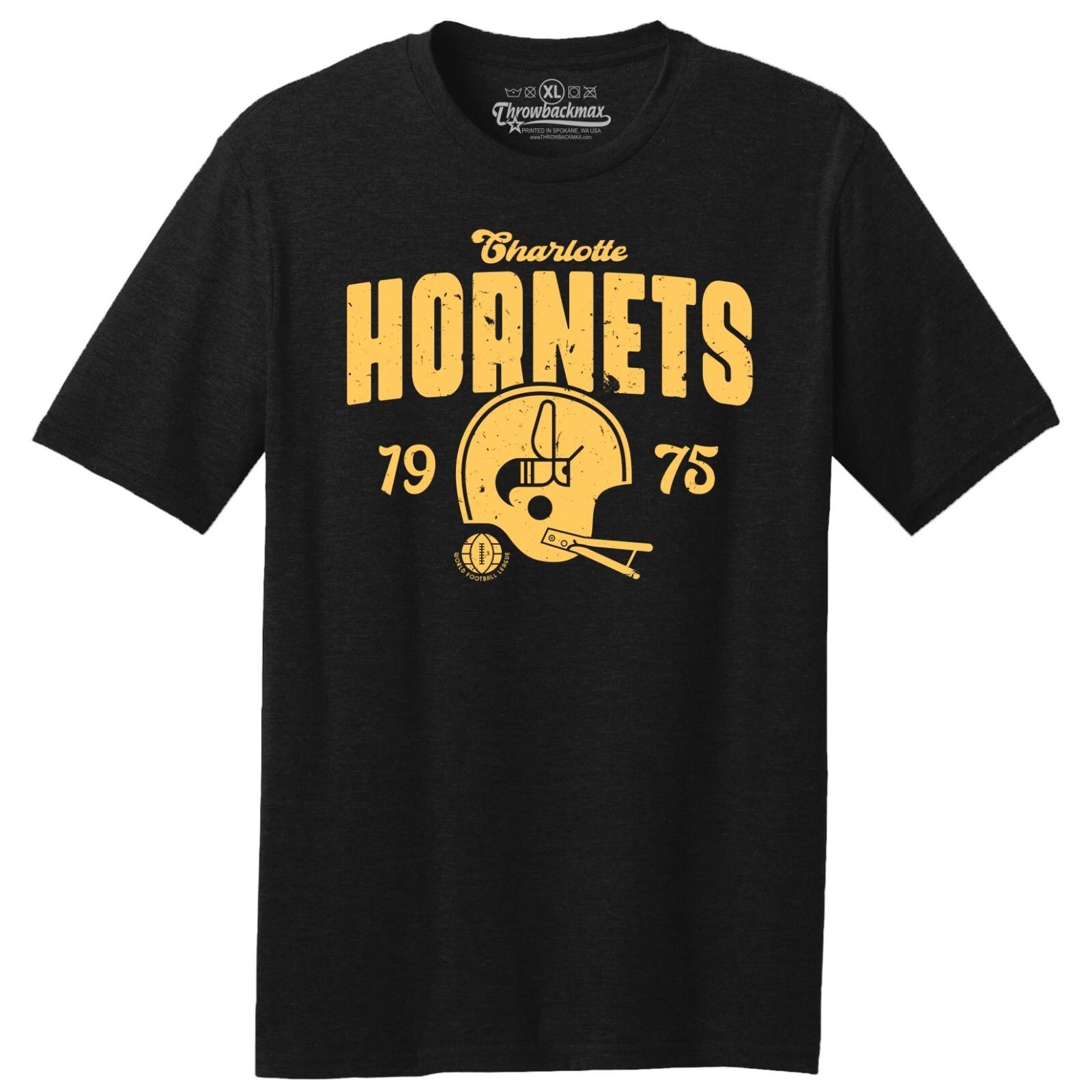Charlotte Hornets 1975 WFL Football TRI-BLEND Tee Shirt - Carolina Panthers 4XL
