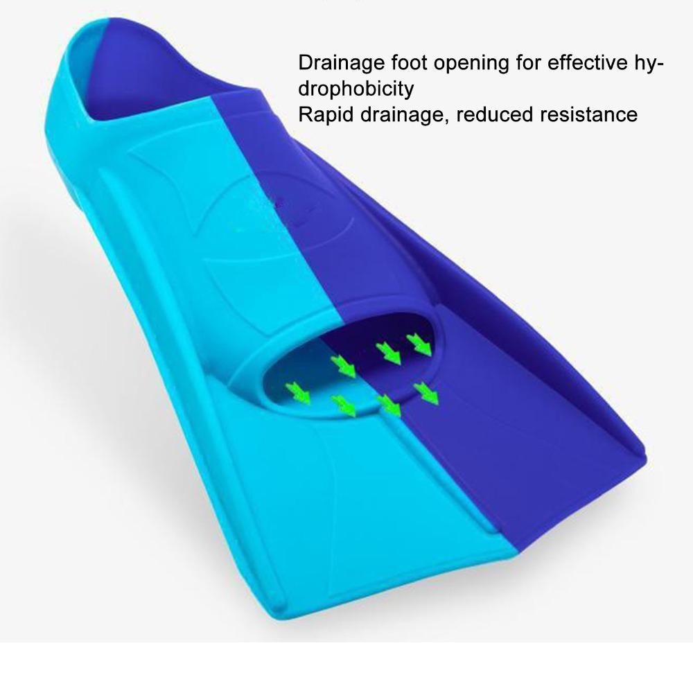2PCS Blue Swim Fins Anti-Slip Short Blade Fins Swimming Training Flippers for Diving Breaststroke