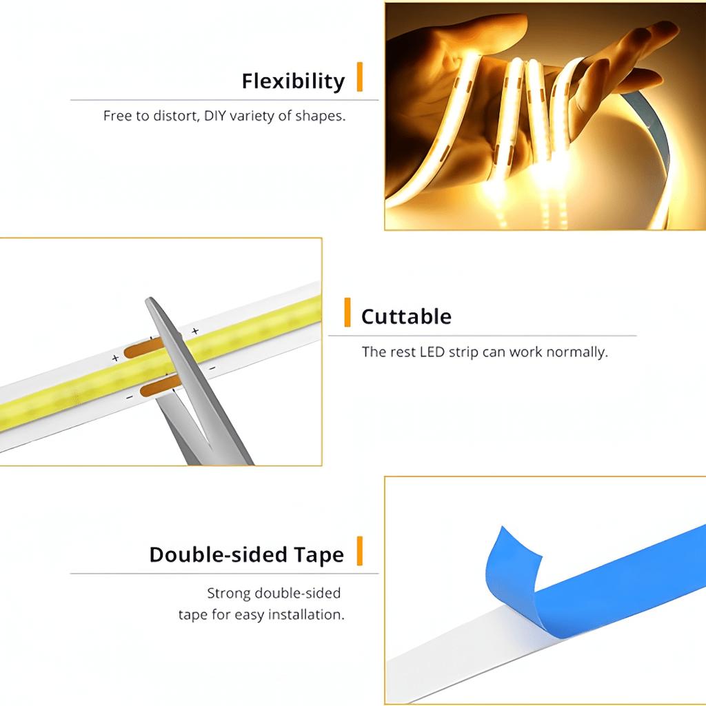 COB LED Strip Light DC 5V USB Touch Sensor Dimmer Diode Tape DIY Lamp TV Backlight RA90 Flexible Lighting Linear Home Room Decor