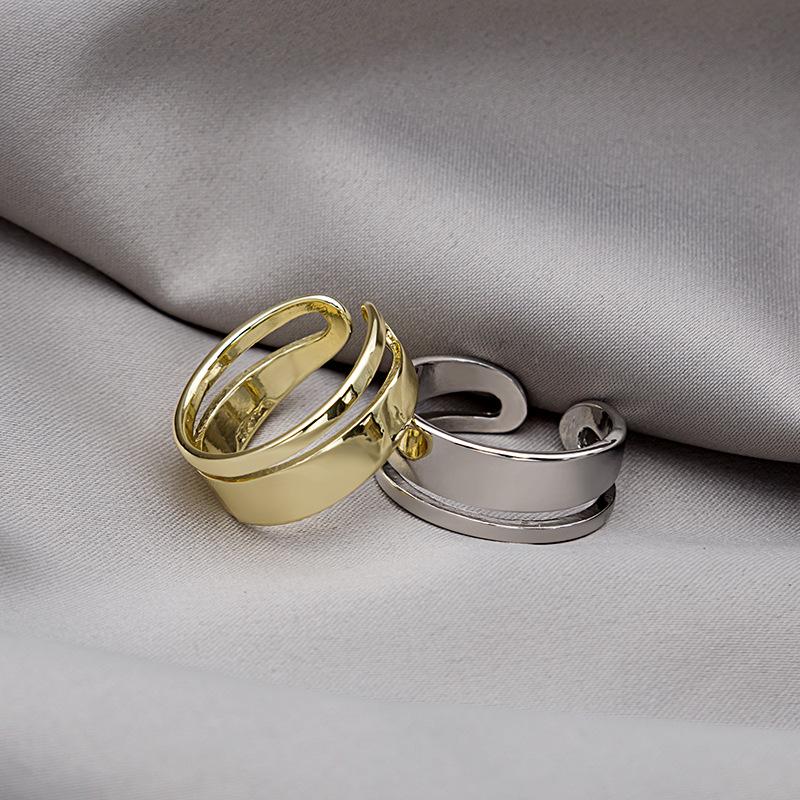 Cold Wind Double Layer Open Ring Female Hollow Irregular Line Ring Index Finger Ring