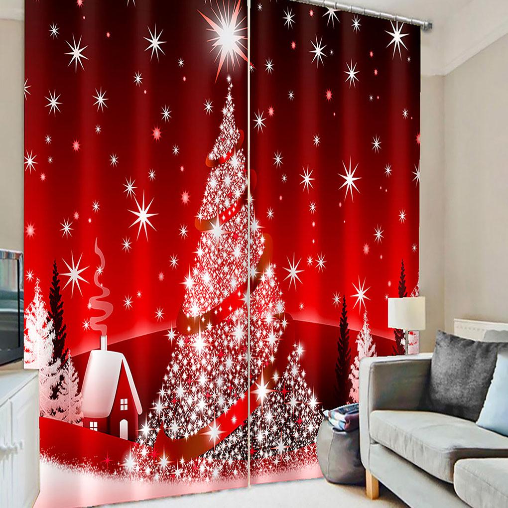 2 Pieces Christmas Blackout Curtains Exquisite Xmas Themed Festival Ornament Window Decor Accessory for Scene Layout
