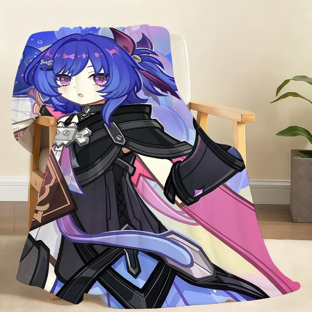 Kawaii P-Prune Genshin Impact Decke Weiche Überwurfdecke für Zuhause Schlafzimmer Bett Sofa Picknick Reise Büro Ruhe Abdeckung Decke Geschenk
