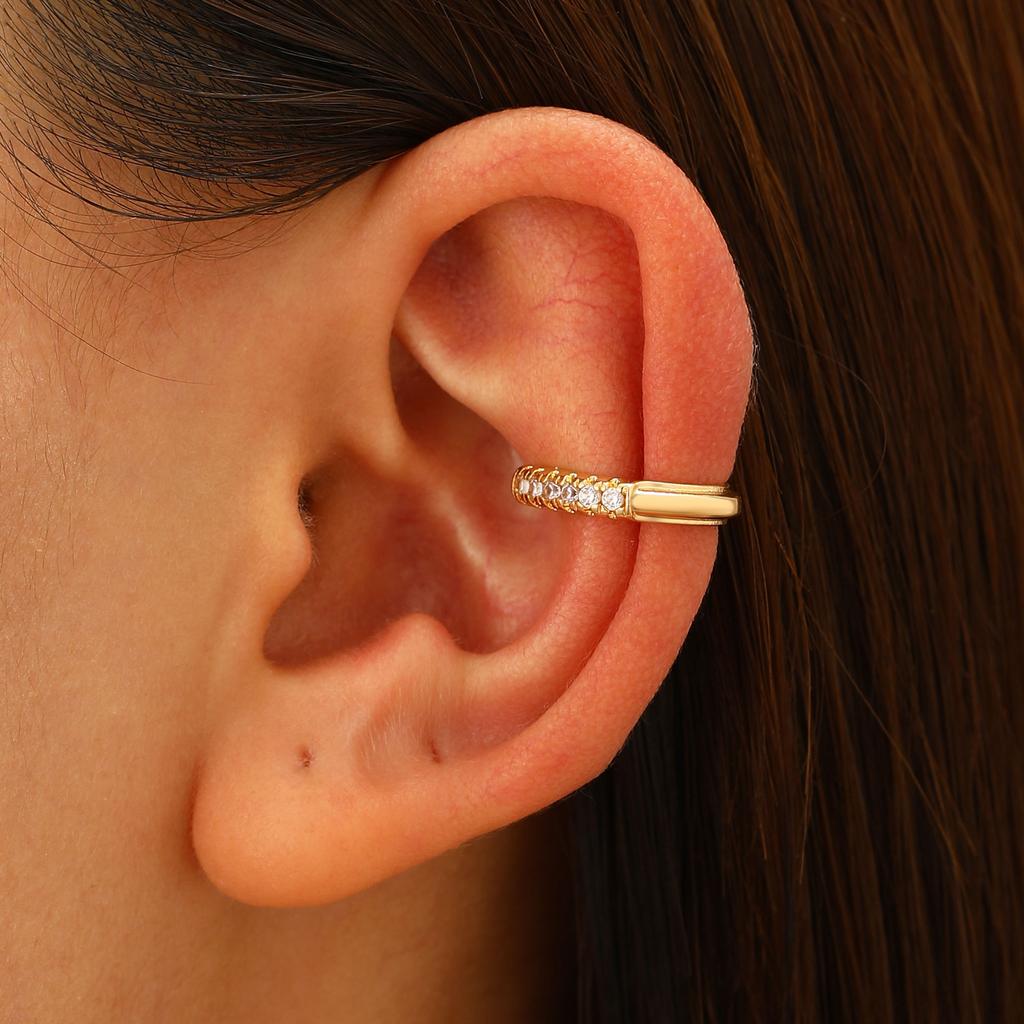 1Pc Horse Eye Zircon Earcuff Clips On Earring for Women Girls No Fake Piercing Cartilage Star Crystal Earring Ring Without Hole