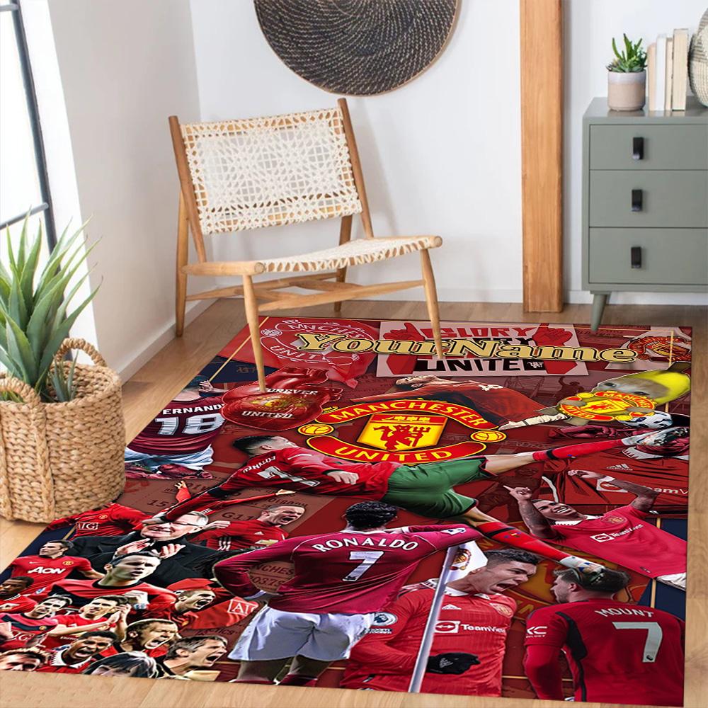 Manchester Customize Your Name Area Rug Design for Game Room Outdoor Balcony Dormitory Antislip Carpet Anime Office Decor