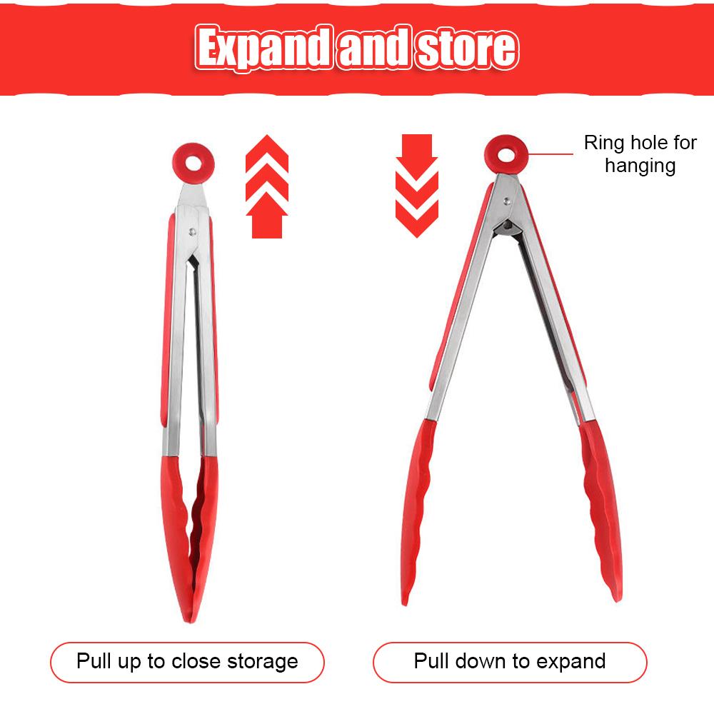 Clestă din silicon pentru grătar pentru grătar Bucătărie gătit salată pâine Clestă antiaderență pentru grătar Clemă din oțel inoxidabil Instrumente Gadgets