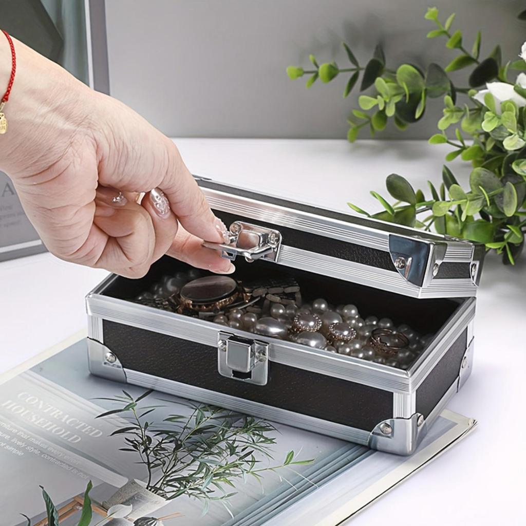 Přenosný nástrojový hliníkový box Malá velikost Odolný proti pádu Krabička na šperky Nádoba na peníze Pevné pouzdro Úložný prostor na hardware Speciální box na nářadí