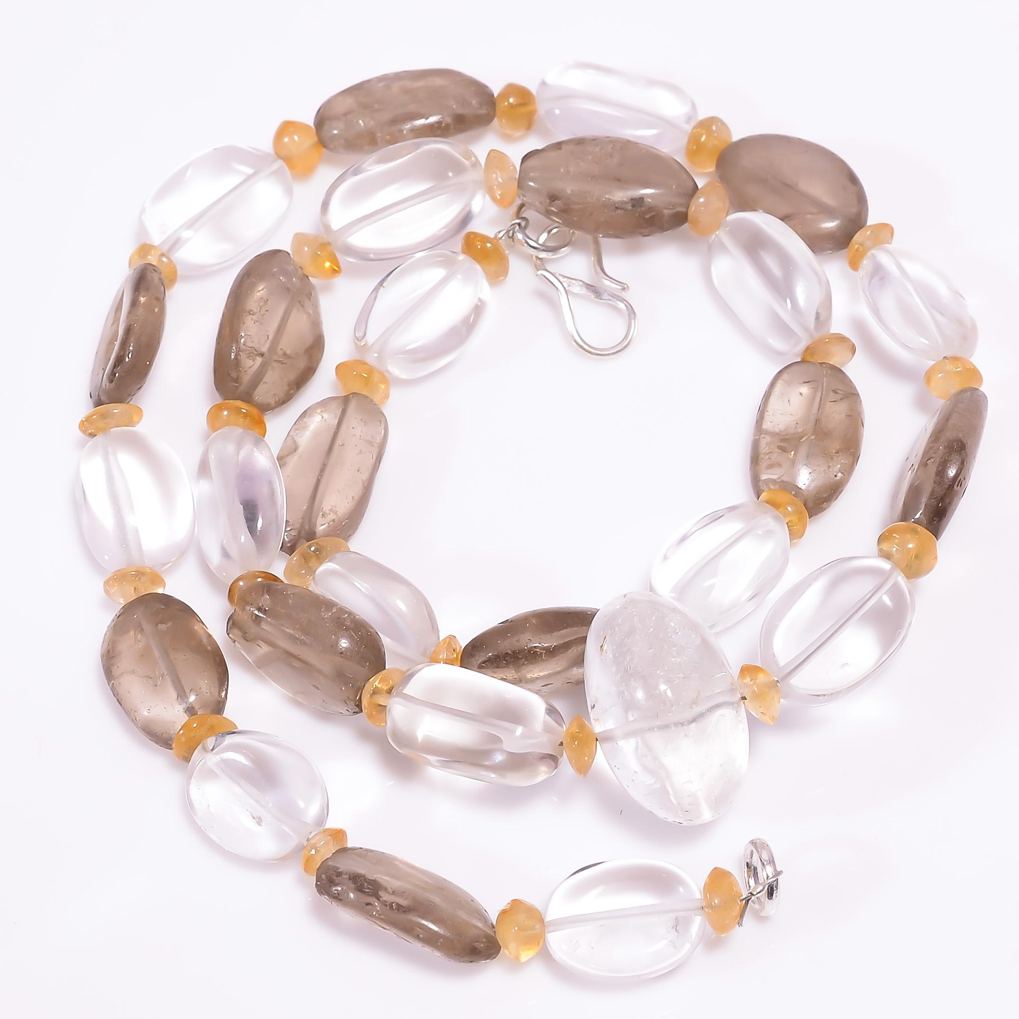 

Натуральный Кристалл Дымчатый Кварц Цитрин Драгоценный Камень Бусы Ожерелье 4-18 мм 18 UB-7951 UB-7951