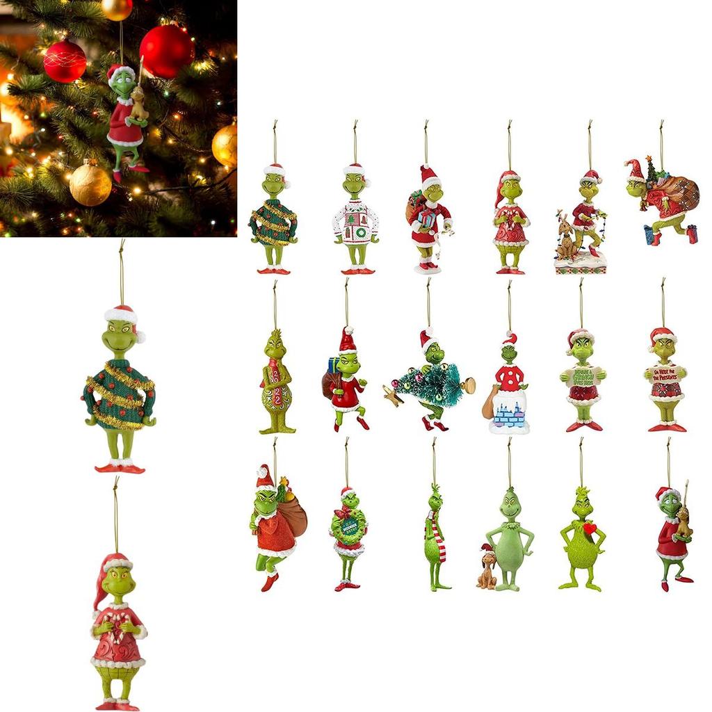 Nádherná vánoční ozdoba na stromek Grinch pro párty, domácí dekoraci