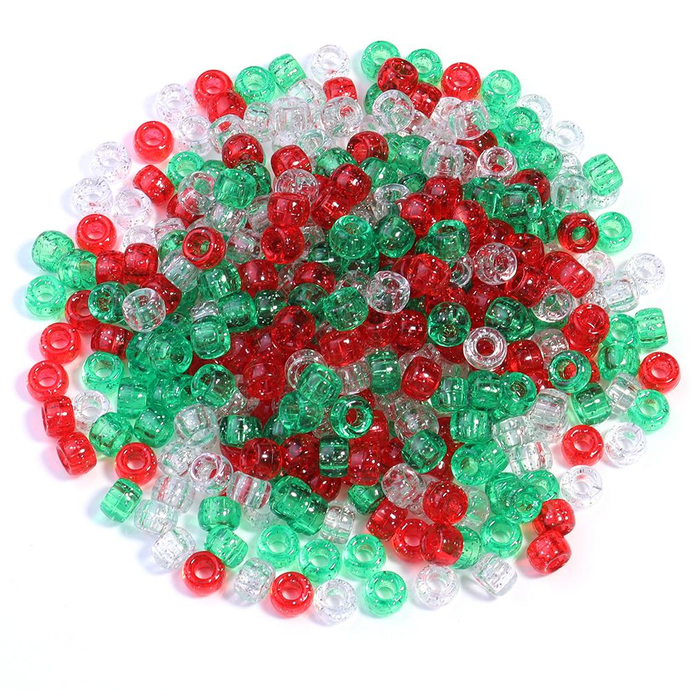 200pcs/lot Colored Acrylic Big Hole Beads For Jewelry Making Loose Spaced Round Bead DIY Bracelet Necklace Accessories Wholesale