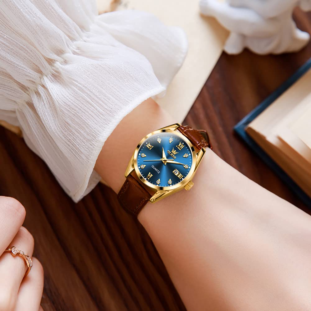 OLEVS Women's Watch Japanese Quartz Stainless Steel Band Classic Dial Luminous 30M Waterproof Business Ladies Watch Popular Stylish Cute Gift