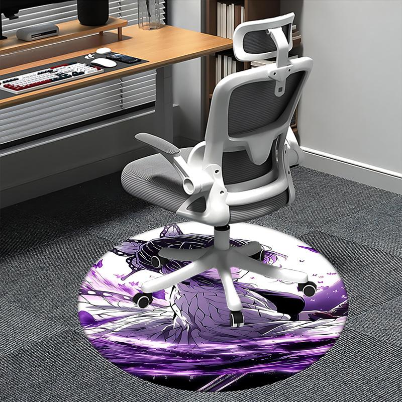 

Demon Slayer Theme Purple Butterfly Chair Mat Round Carpet for Home Decor, Office Use, Living Room, Bedroom, Gift Idea0294b 80cm by 80cm