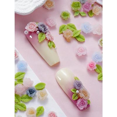 100 Stück 3D Blumen Rose Nagelkunst Charms Harz Kamelie Nagelkunst Schmuck Für Frauen DIY Basteln Maniküre Spitzen Nageldekorationen Nagelzubehör
