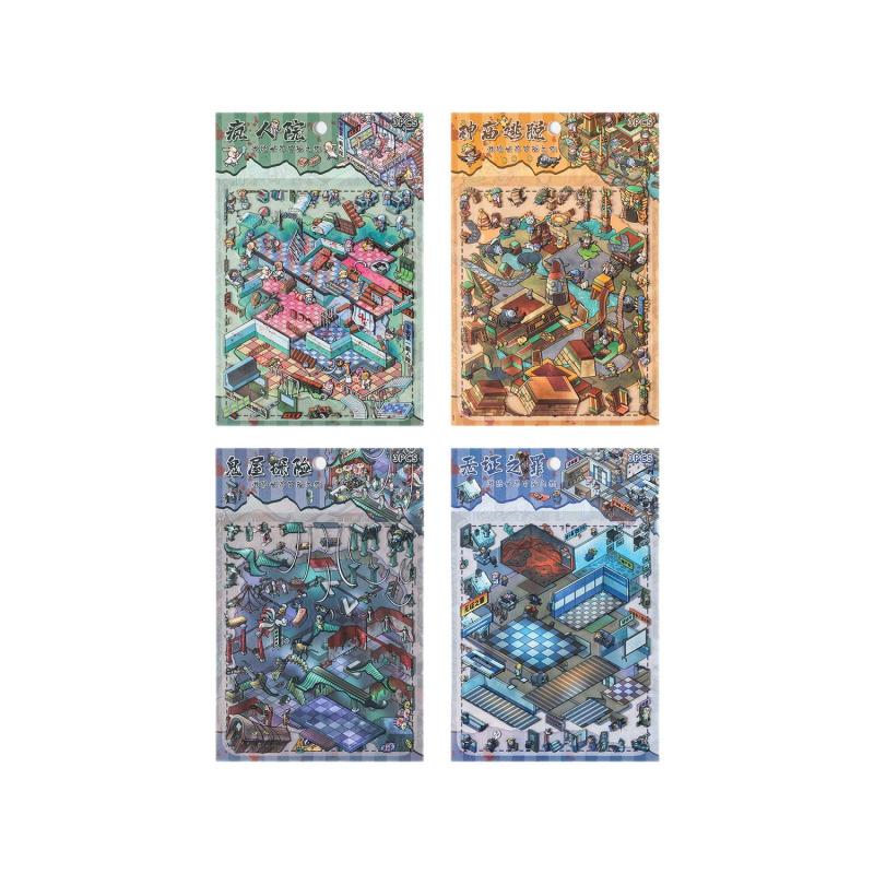 3D-Szenen-Sticker im Micro-Horror-Stil, Gruselige dimensionale Aufkleber für Journal & DIY-Bastelarbeiten
