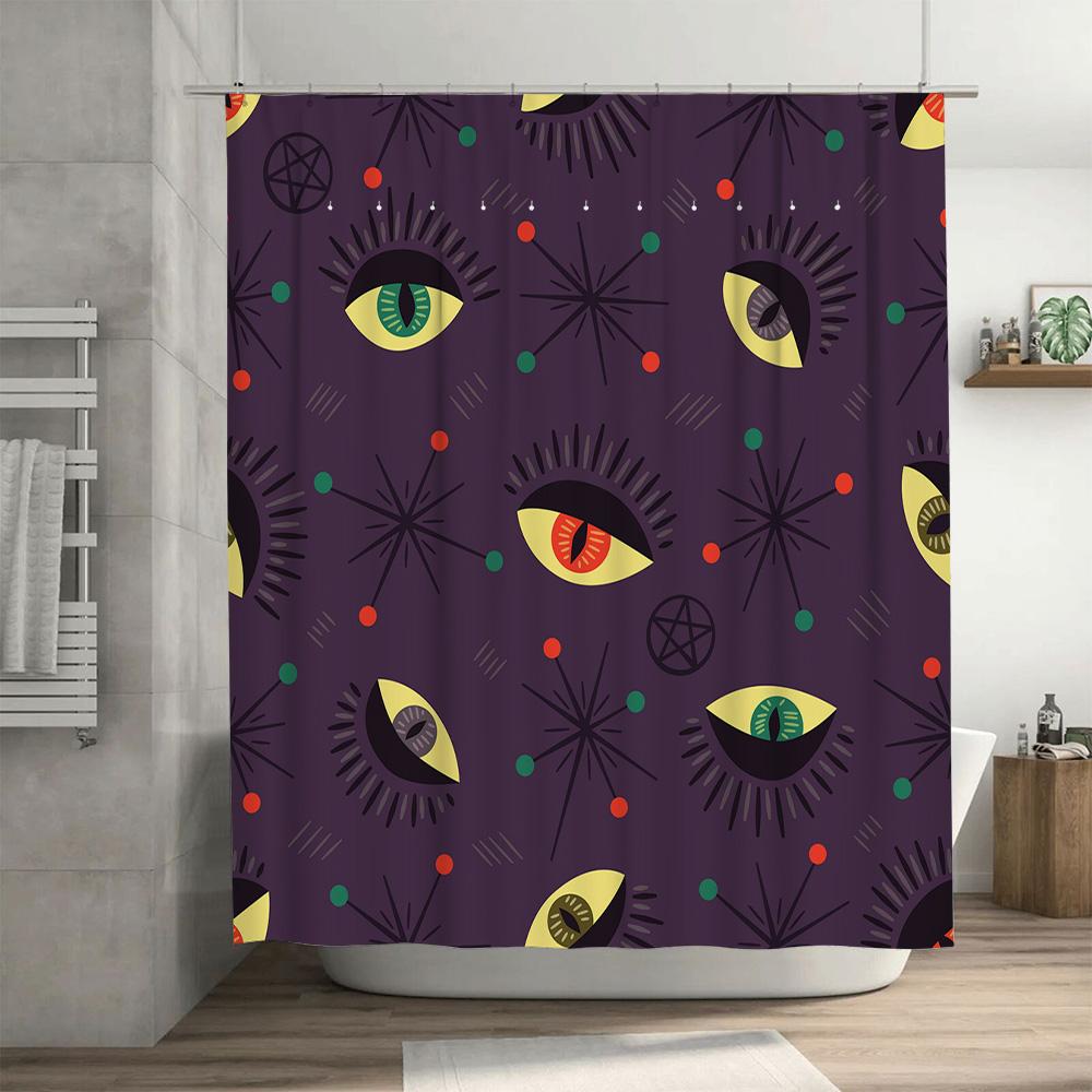 Colorful Bow Tie Print Shower Curtain for Bathroom Decor Easy Install Fabric Shower Panels with Hook Rings Set