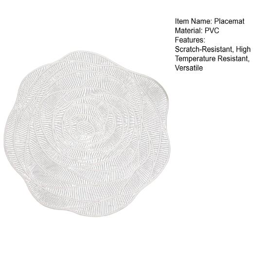 PVC Placemats Heat-Resistant Waterproof Oil-Proof Dining Table Mats Rose Design Decorative Mat for Home Kitchen Bar Restaurant