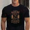 Gasoline Motor Oil Graphic Motorcycle Cotton T-shirt Short Sleeve Casual Basic O-Neck Breathable Unisex Tops