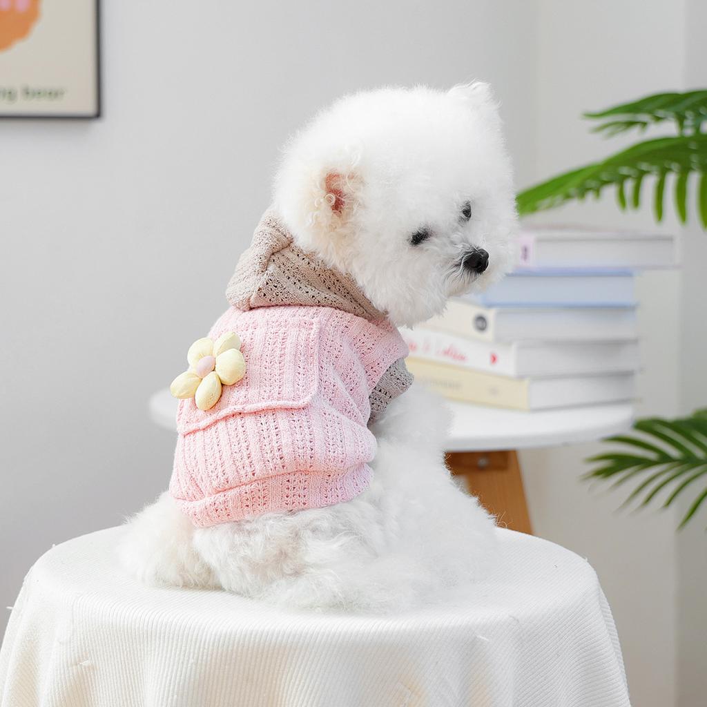 Pet Circle Cute Pet Dog Dog Clothes Flower Hollow Knitted Hoodie