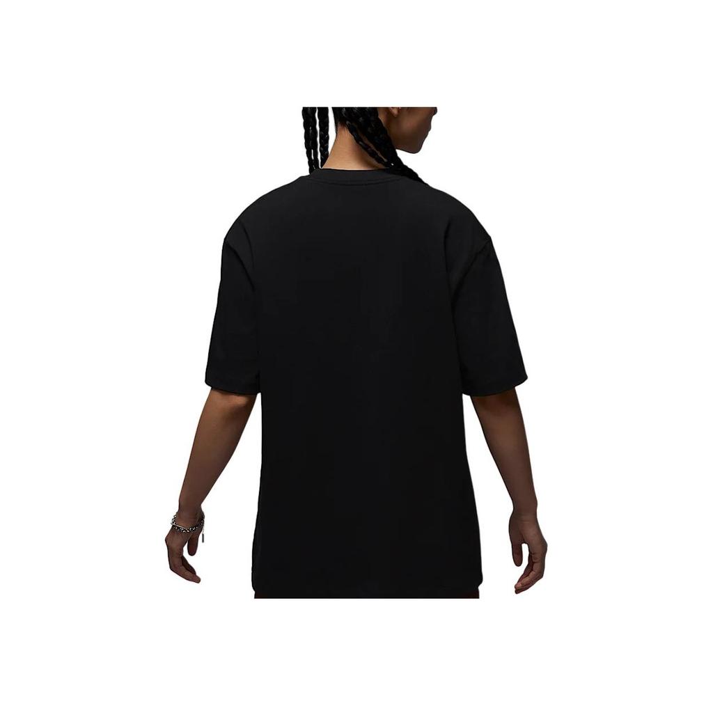 Jordan Logo Litera Okrągły Dekolt Luźny Krótki Rękaw Oddychający T-Shirt Damskie Topy Czarny IH0834010