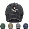 Pc Unisex Vintage Opraná Baseballová Čepice s Italskou Vlajkou Nápis ITALY Nastavitelná Snapback Trucker Čepice Lehká Neformální C