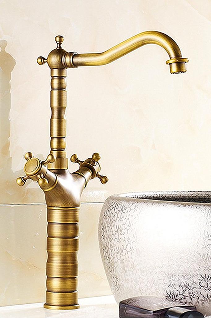 Life System Antique Mixing Faucet Faucet 2 Handles Wash Basin Long Faucet Hand Wash Basin Tall Faucet Hand Wash Bowl Cross Handle SK51
