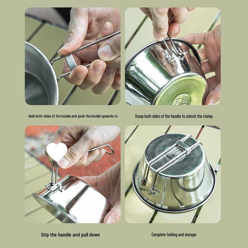 A1R Stainless Steel Camping Set: Portable Snow Cup & Folding Bowl for Outdoor Picnic & Mountaineering