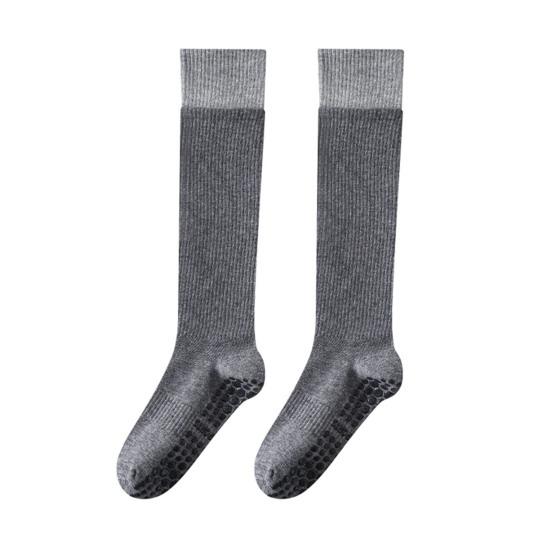 Women Non-Slip Yoga Socks Pilates Socks with Grips Knee High Socks Workout Color-Blocked Over The Calf Socks for Ballet Dance Street Wear
