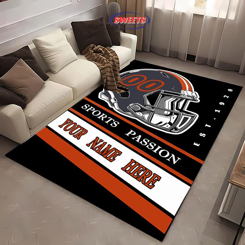 1 Stück Individueller Teppich für Schlafzimmer Personalisierte Bereichsteppiche mit Ihrem Namen und Ihrer Nummer Individueller Fußballteppich Geschenke für Männer Fans Frauen Kinder