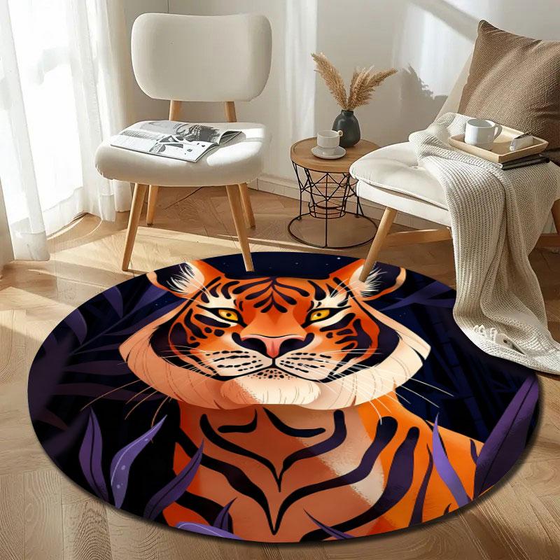 Whimsical Round Love Multicolor Accent Rug, Non-Slip Floor Mat for Laundry Room