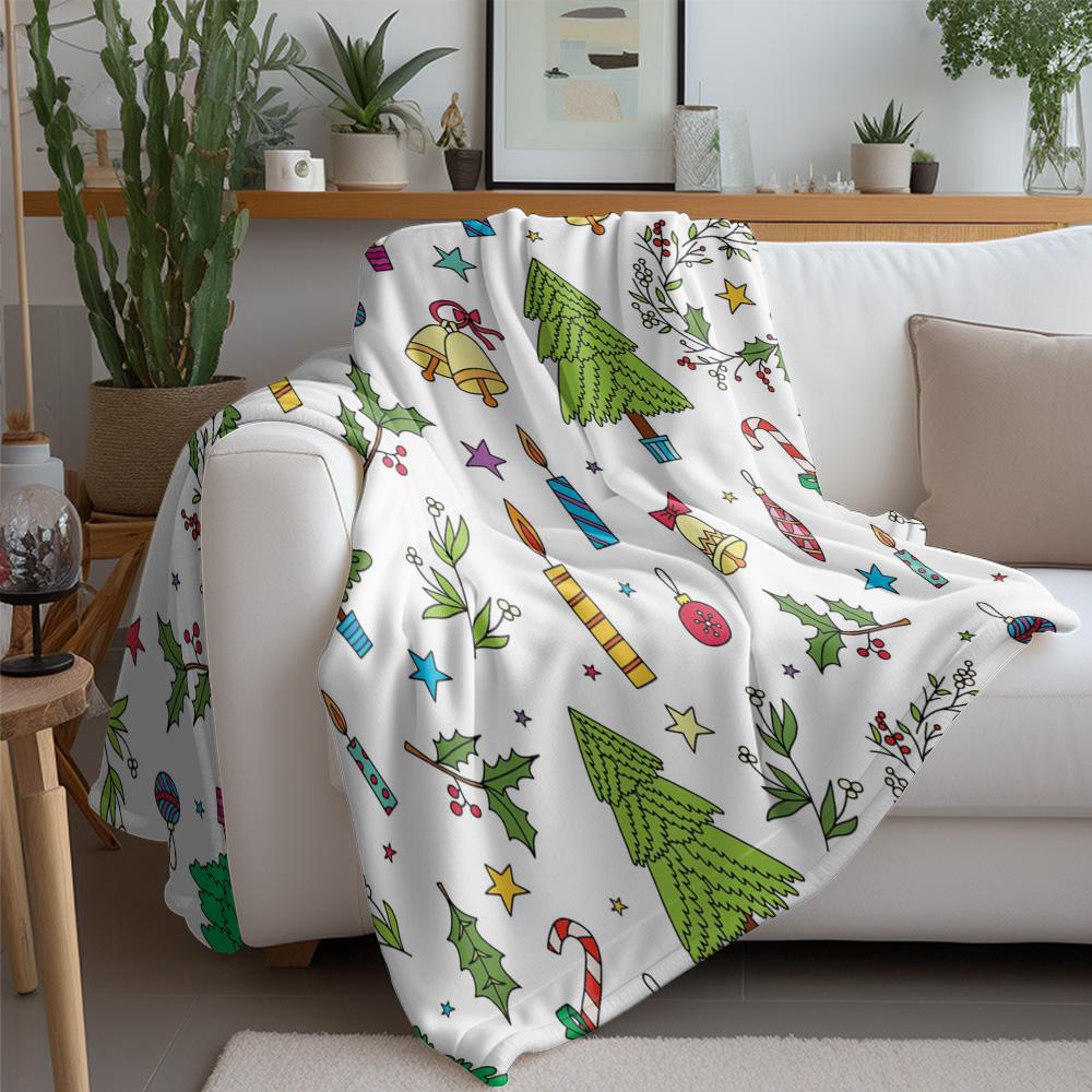 Festive Christmas Throw Blanket Cozy Reversible Holiday Decor Winter Warm Cozy Blanket Gift Home Decor Reversible Fleece Throw