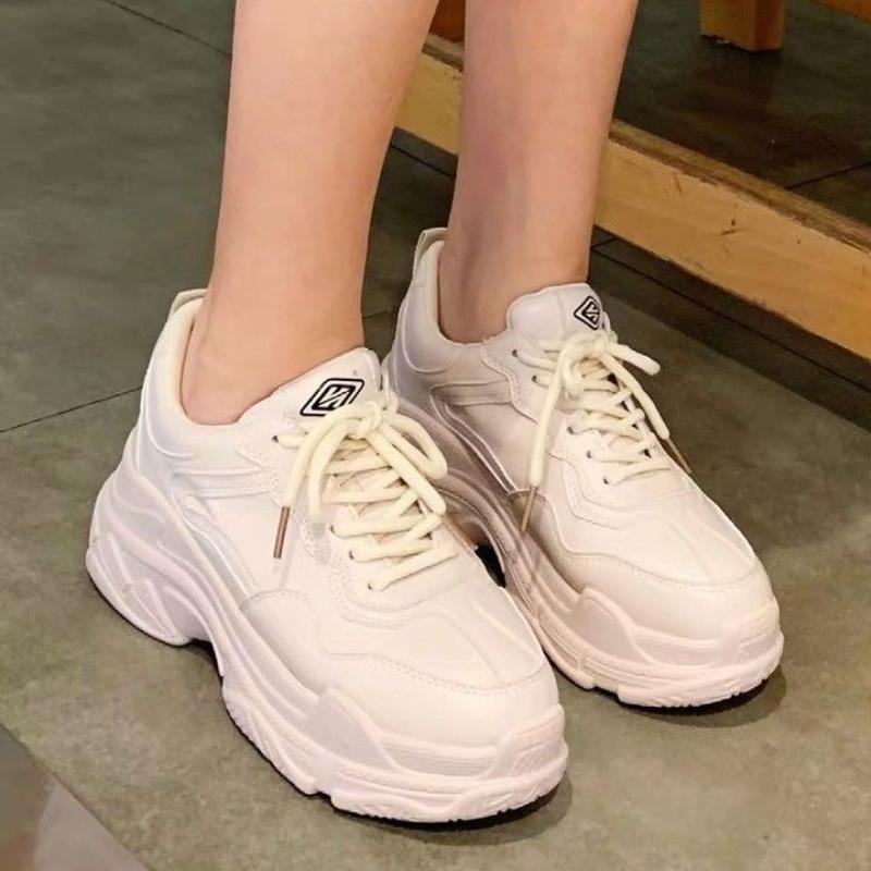 

Women s Chunky Sneakers Spring and Autumn Thick Sole White Sneakers Versatile Height Increasing Platform Shoes for Women 39
