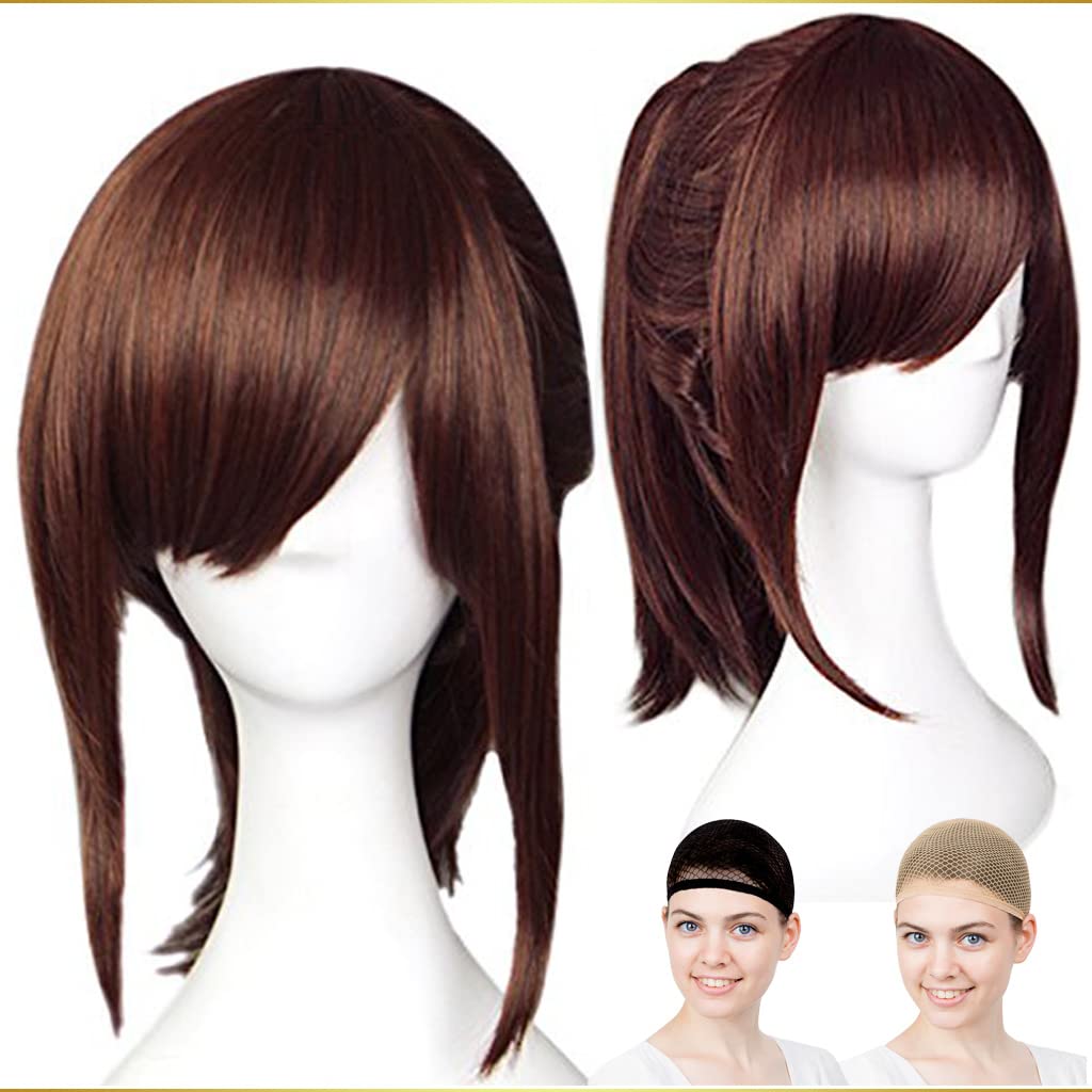 CaseEden Cosplay Wig with Vance, Brown, Dark Brown, and Dark Brown, Set of 2 Wig Nets