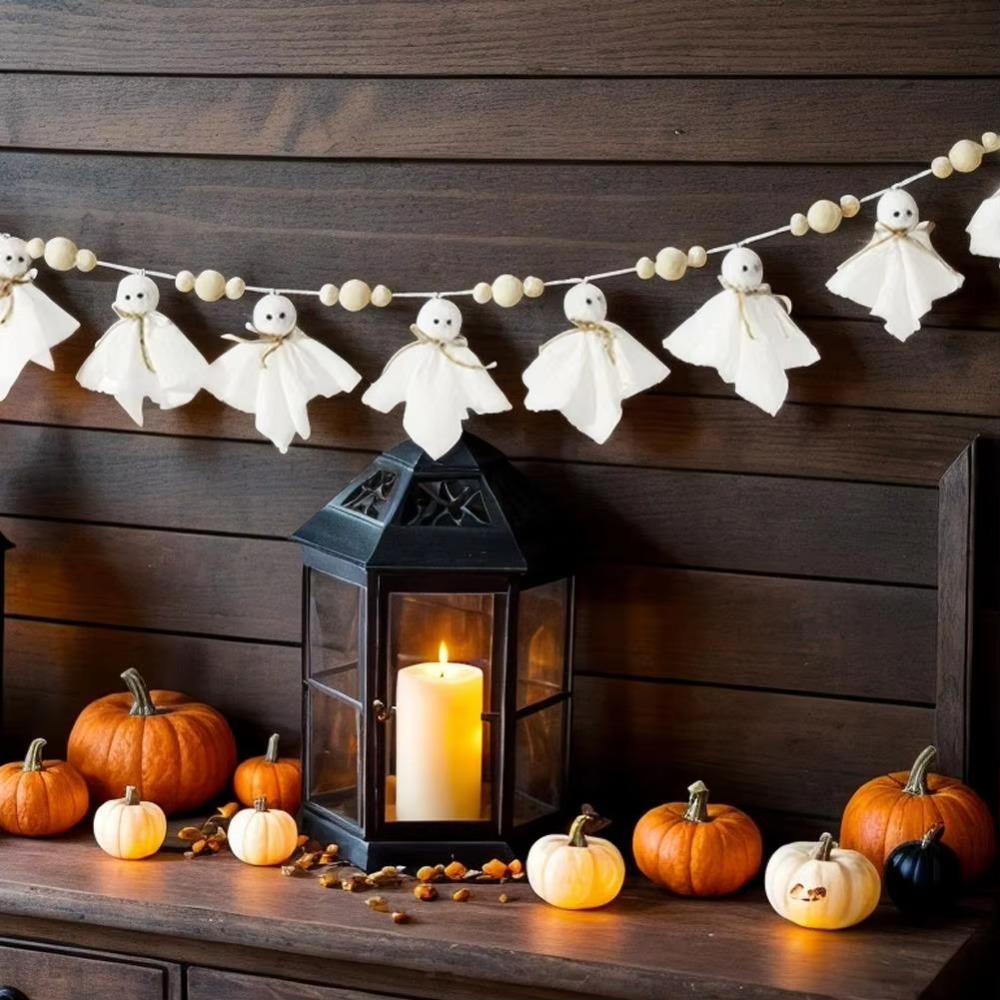 Long Hanging Ghost String Reusable Hallowee Hanging Decoration Halloween Spooky Pentant  Indoor