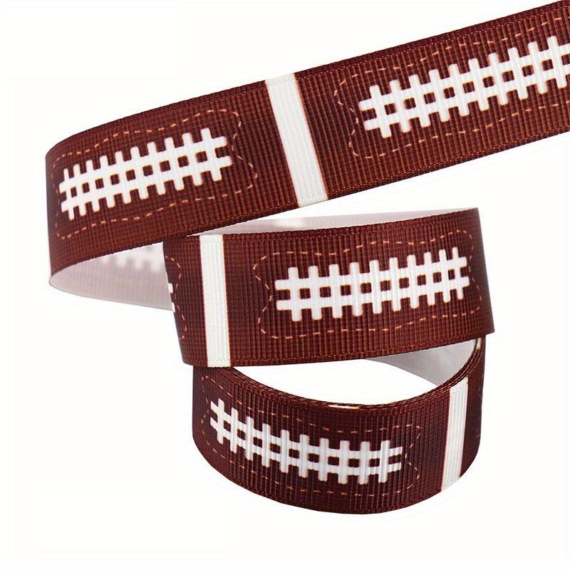 1 Roll Football Ribbon 5 Yards Rugby Grosgrain Ribbons Brown Green Sports Decorative Ribbon for Gift Wrapping Party Favors DIY Crafts