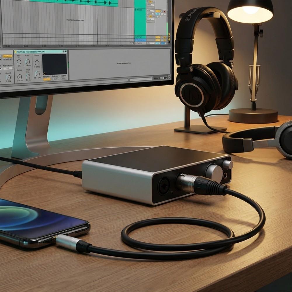 Compact 3.5mm Apapter Stereo 3.5mm Male To XLR Female Plug-and-Play 0.3m Length Audio Converter Mic Cord Computer Recording