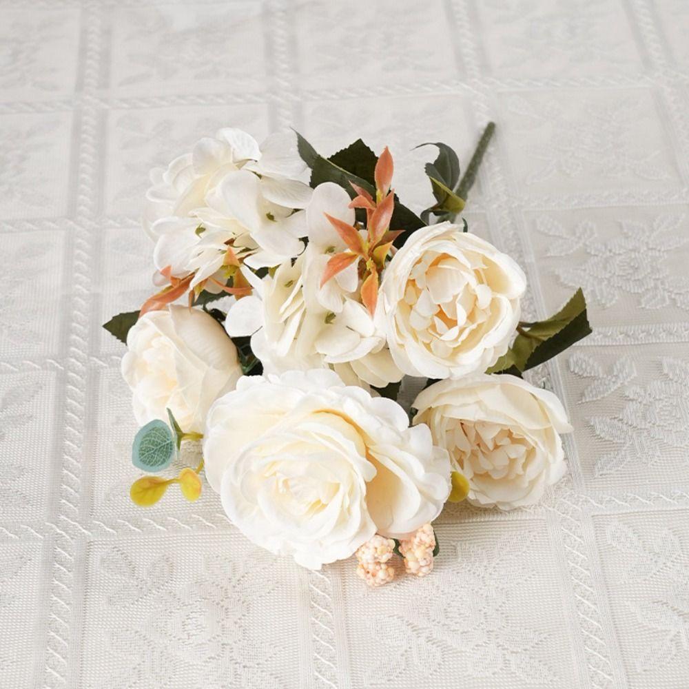 Colorful Artificial Peony Flowers Landscape Silk Hydrangea Bridal Bouquet  Wedding Arrangements